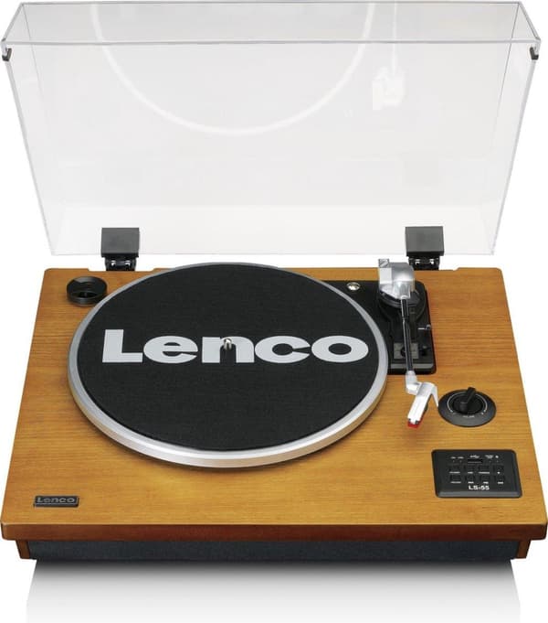Lenco LS-55WA - Pladeafspiller med Bluetooth, USB, MP3 - indbyggede højtalere - Træ