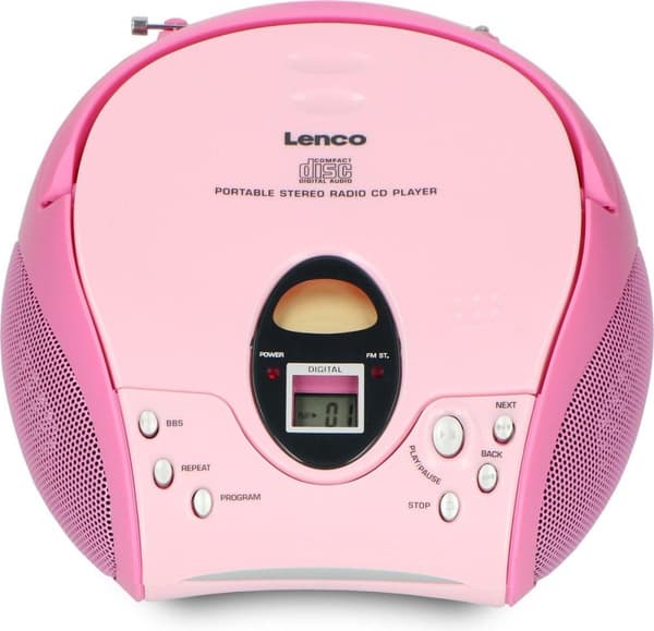 Lenco SCD-24 - Bærbar radio CD-afspiller med AUX udgang - Pink