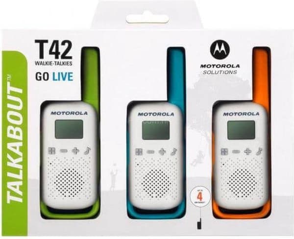 Motorola T42 tvåvägsradio 16 kanaler Blå, Grön, Orange, Vit