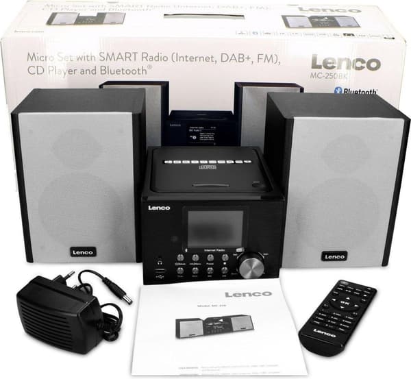 Lenco MC-250 - stereosetti CD-soittimella, Internet, DAB, Bluetooth - Musta
