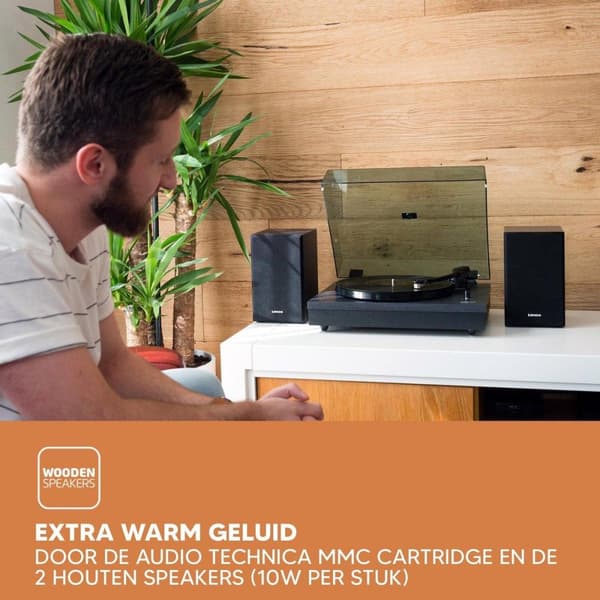 Lenco LS-300BK - Pladeafspiller med to højtalere og Bluetooth - Sort