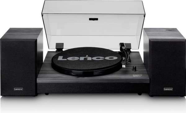 Lenco LS-300BK - Pladeafspiller med to højtalere og Bluetooth - Sort