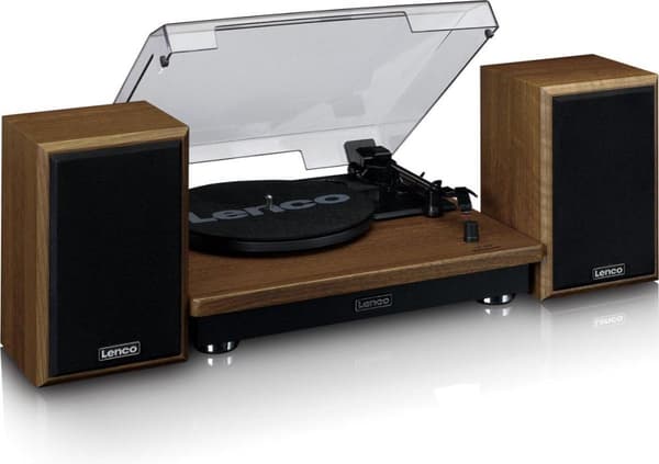 Lenco - LS-100WD - Skivspelare med Bluetooth - Inklusive högtalare - Stereo - Trä