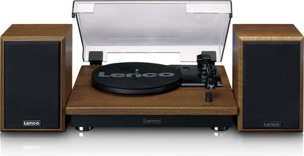 Lenco - LS-100WD - Skivspelare med Bluetooth - Inklusive högtalare - Stereo - Trä