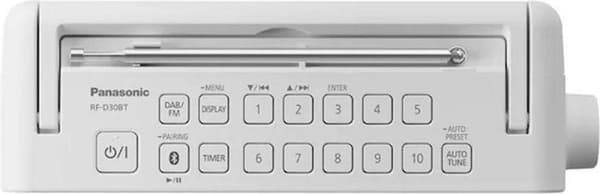 Panasonic RF-D30BTEG-W Køkkenradio DAB+, FM DAB+, FM, Bluetooth, AUX Alarmfunktion, Sprøjtsikker Hvid