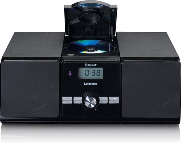 Lenco MC-030 - Stereosæt med radio, Bluetooth, USB og en AUX-indgang - Sort