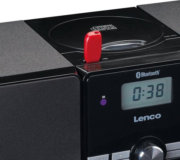 Lenco MC-030 - Stereosæt med radio, Bluetooth, USB og en AUX-indgang - Sort