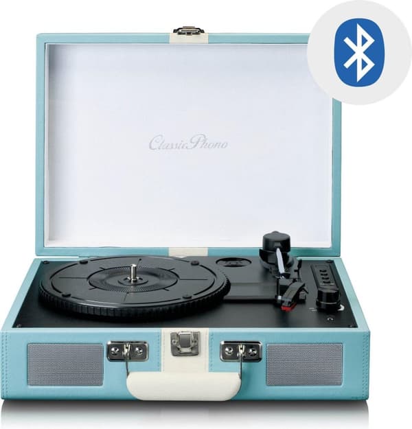 Classic Phono TT-110 - Pladespiller med Bluetooth og højtalere - Blå