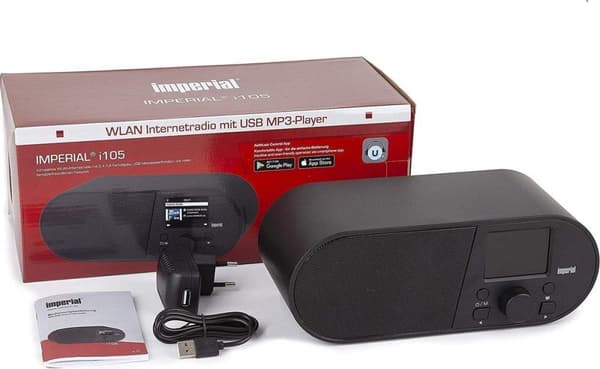 Imperial i105 internetradio (WLAN, medieafspiller, USB, DLNA, farvedisplay, vækkeur, appkontrol) sort