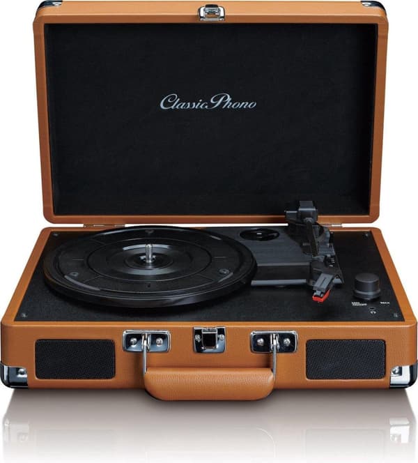 Classic Phono TT-10 - Pladespiller med 2 indbyggede højtalere - Brun