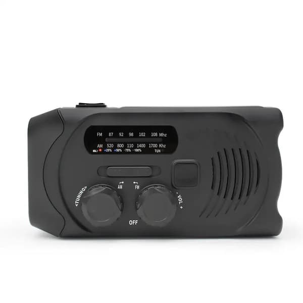 SiGN Vevradio med Solceller, Ficklampa och 2000mAh Powerbank