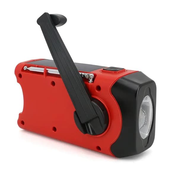 SiGN Vevradio med Solceller, Ficklampa och 2000mAh Powerbank - Röd