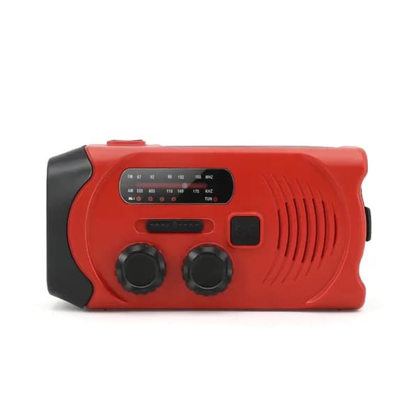 SiGN Vevradio med Solceller, Ficklampa och 2000mAh Powerbank - Röd