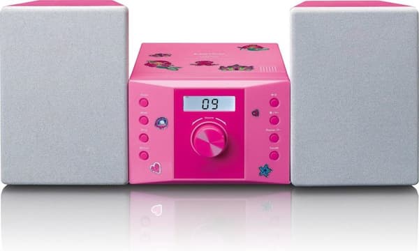 Lenco MC-013 - Stereosæt med CD-afspiller, AUX og klistermærkesæt - Pink