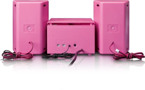 Lenco MC-013 - Stereosæt med CD-afspiller, AUX og klistermærkesæt - Pink