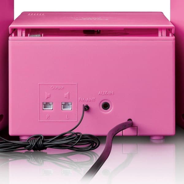 Lenco MC-013 - Stereosæt med CD-afspiller, AUX og klistermærkesæt - Pink