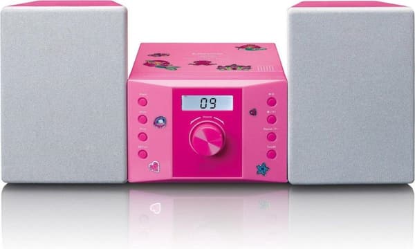 Lenco MC-013 - Stereosæt med CD-afspiller, AUX og klistermærkesæt - Pink