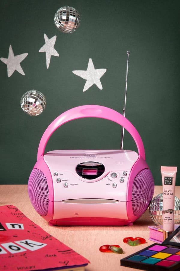 Radio CD Portátil Lenco SCD-24 - FM Estéreo, Antena Telescópica, Color Rosa, Funciona Con Pilas