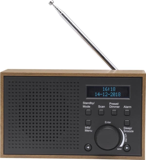 Denver DAB-46 / Retro FM-radio / DAB + / LCD-skärm / Larmfunktion / Mörkgrå