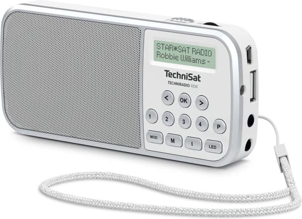 TechniSat Techniradio RDR taskuradio DAB+, FM AUX, USB-taskulamppu valkoinen