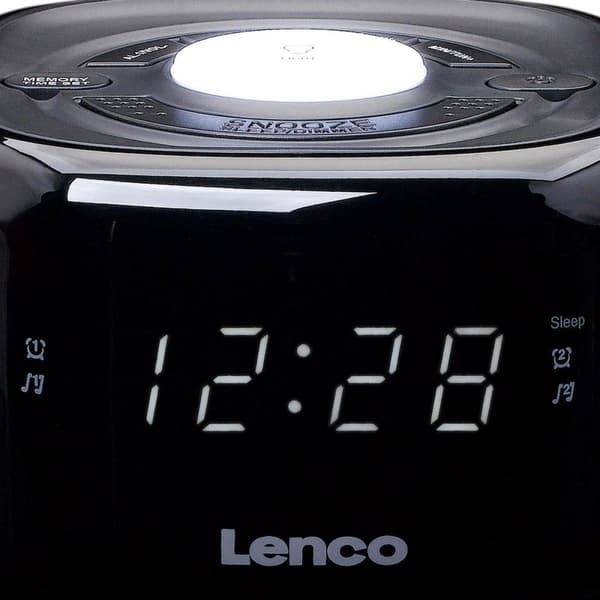 Lenco CR-12BK - Klockradio med dimmerfunktion och nattljus - Svart