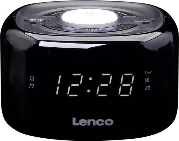 Lenco CR-12BK - Klockradio med dimmerfunktion och nattljus - Svart