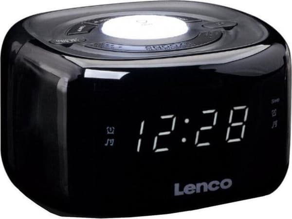 Lenco CR-12BK - Klockradio med dimmerfunktion och nattljus - Svart