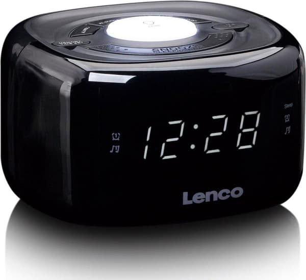 Lenco CR-12BK - Klockradio med dimmerfunktion och nattljus - Svart