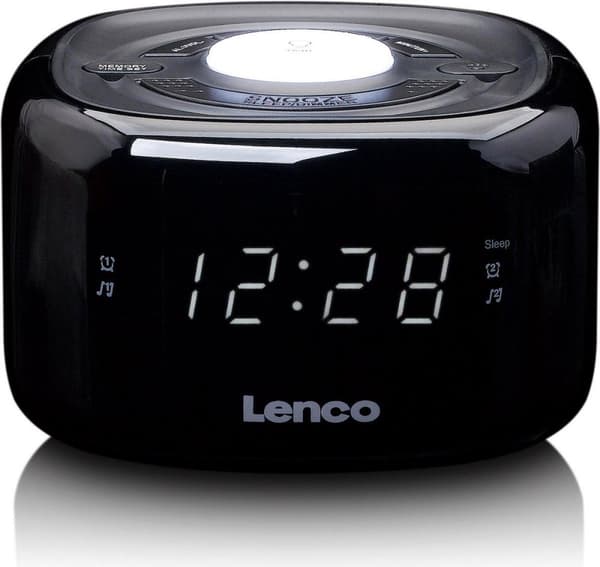 Lenco CR-12BK - Clockradio med lysdæmperfunktion og natlys - Sort