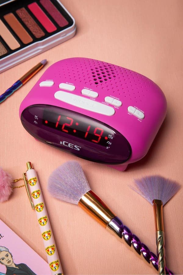 Ices ICR-210 Pink - Clock Radio - Radio - Sleeptimer - FM Tuner