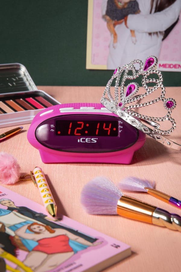 Ices ICR-210 Pink - Clock Radio - Radio - Sleeptimer - FM Tuner