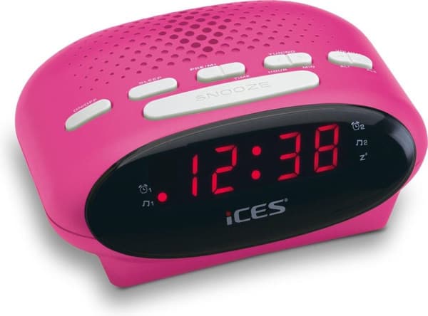 Ices ICR-210 Pink - Clock Radio - Radio - Sleeptimer - FM Tuner