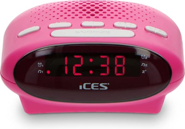 Ices ICR-210 Pink - Clock Radio - Radio - Sleeptimer - FM Tuner