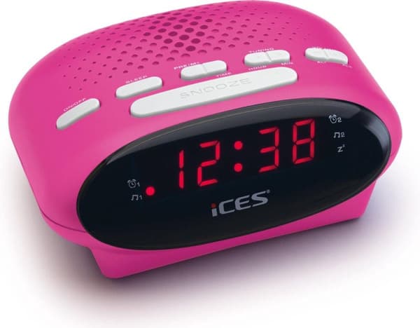 Ices ICR-210 Pink - Clock Radio - Radio - Sleeptimer - FM Tuner