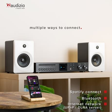 Audizio Brescia DAB-radio och internetradio med Bluetooth, Spotify, CD, MP3 och 120W förstärkare - Svart