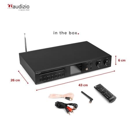 Audizio Brescia DAB-radio och internetradio med Bluetooth, Spotify, CD, MP3 och 120W förstärkare - Svart