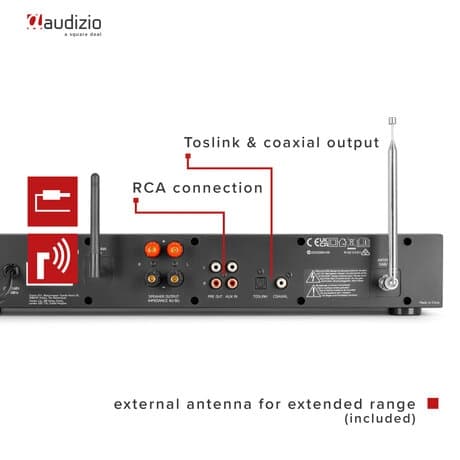 Audizio Brescia DAB-radio och internetradio med Bluetooth, Spotify, CD, MP3 och 120W förstärkare - Svart