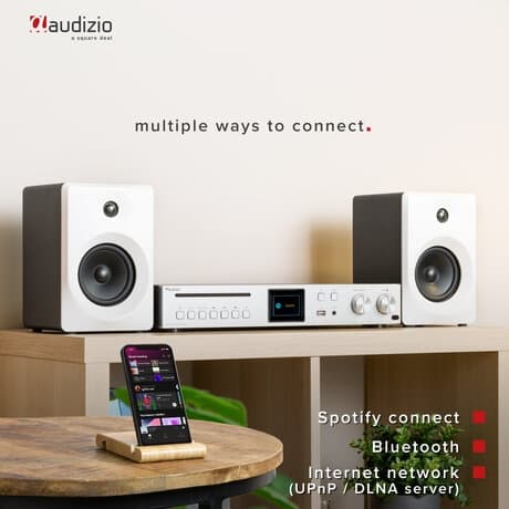 Audizio Brescia DAB-radio och internetradio med Bluetooth, Spotify, CD, MP3 och 120W förstärkare - Silver