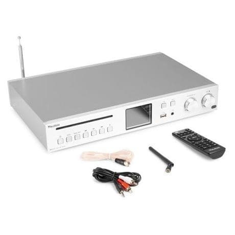 Audizio Brescia DAB-radio och internetradio med Bluetooth, Spotify, CD, MP3 och 120W förstärkare - Silver