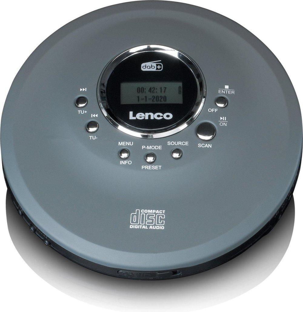 Lenco CD-400GY Discman - Bärbar CD-MP3-spelare med DAB+ och FM-radio - Anti-Shock skydd och uppladdningsbar - Antracit