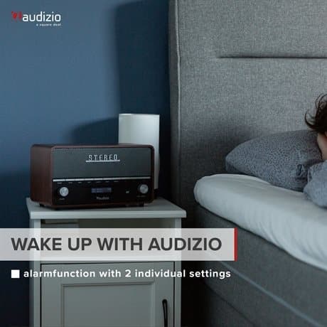 Audizio Corno retro DAB+ radio med Bluetooth - Bärbar stereoradio med larm - 60W Peak effekt - Grå
