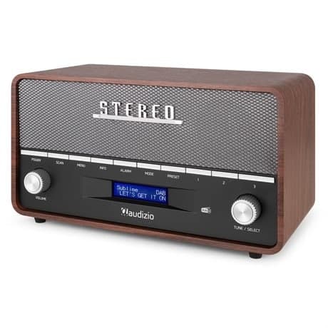 Audizio Corno retro DAB+ radio med Bluetooth - Bärbar stereoradio med larm - 60W Peak effekt - Grå