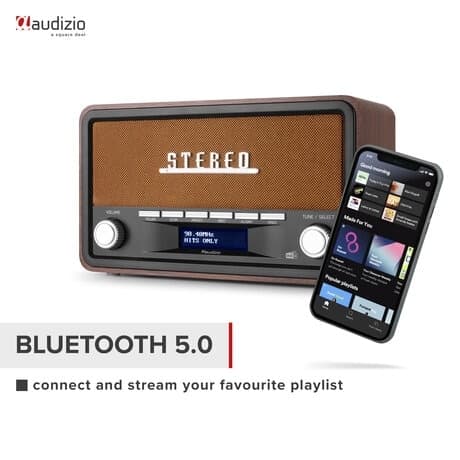 Audizio Foggia retro DAB+ radio med Bluetooth - Bärbar stereoradio med larm - 50W Peak effekt