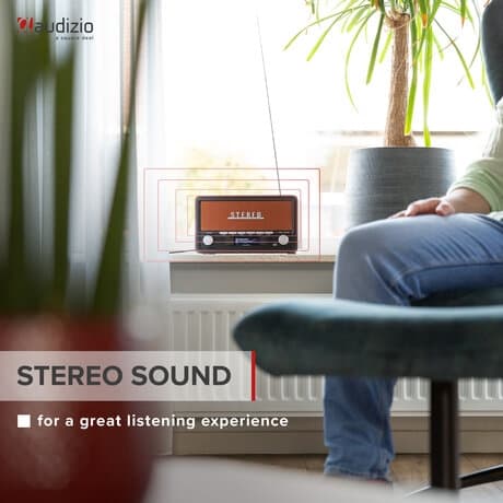 Audizio Foggia retro DAB+ radio med Bluetooth - Bärbar stereoradio med larm - 50W Peak effekt