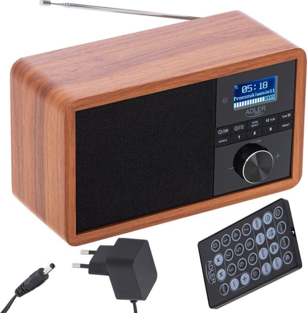 Adler AD 1184 radio kannettava digitaalinen musta, puu