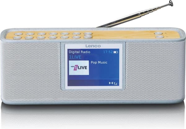 Lenco PDR-046 - Kannettava DAB-radio - 6 wattia - valkoinen, bambu (A004884)