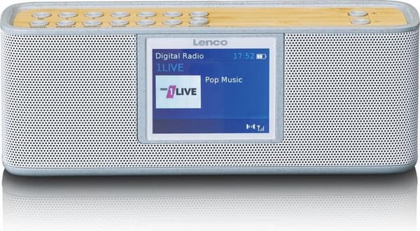 Lenco PDR-046 - Kannettava DAB-radio - 6 wattia - valkoinen, bambu (A004884)