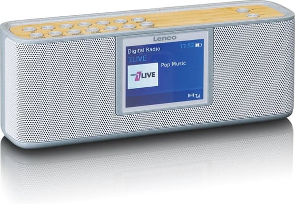 Lenco PDR-046 - Kannettava DAB-radio - 6 wattia - valkoinen, bambu (A004884)
