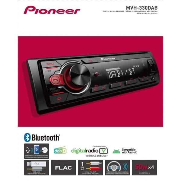 AutRadio - Pioneer - MVH -330DAB - USB - DAB+ - AUX - Bluetooth
