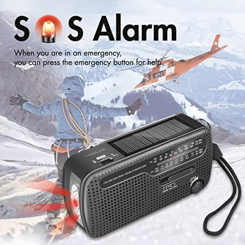 Logilink dynamo käsikampiradio aurinkopaneelilla ja taskulampulla (SP0061)